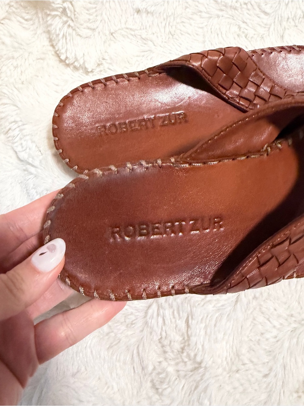 Robert Zur Woven Leather Thong Sandals - Brown Sz 10 - Picture 6 of 8